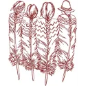 Gone with the Wind one-colored embroidery design featuring Native American inspired motif