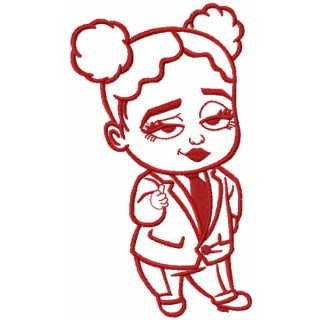 Girl baby boss one colored embroidery design - Embroidery Design