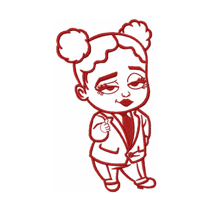 Girl baby boss one colored embroidery design - Embroidery Design