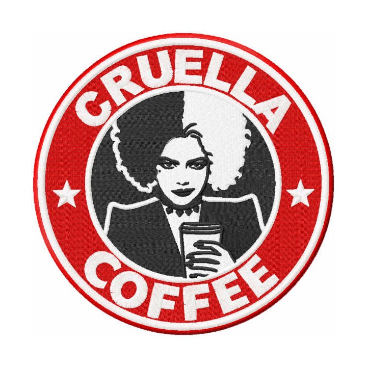Cruella coffee embroidery design - Embroidery Design
