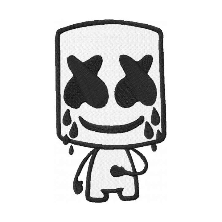 Marshmello crying embroidery design - Embroidery Design