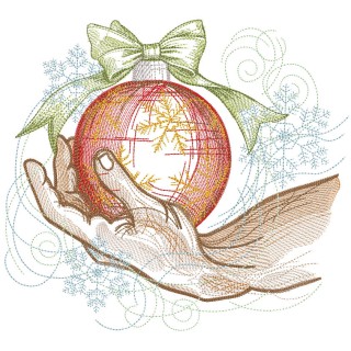 Christmas tree ball on the palm embroidery design - Embroidery Design