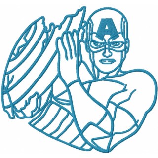 Captain America with broken shield one colored embroidery design - Embroidery Design