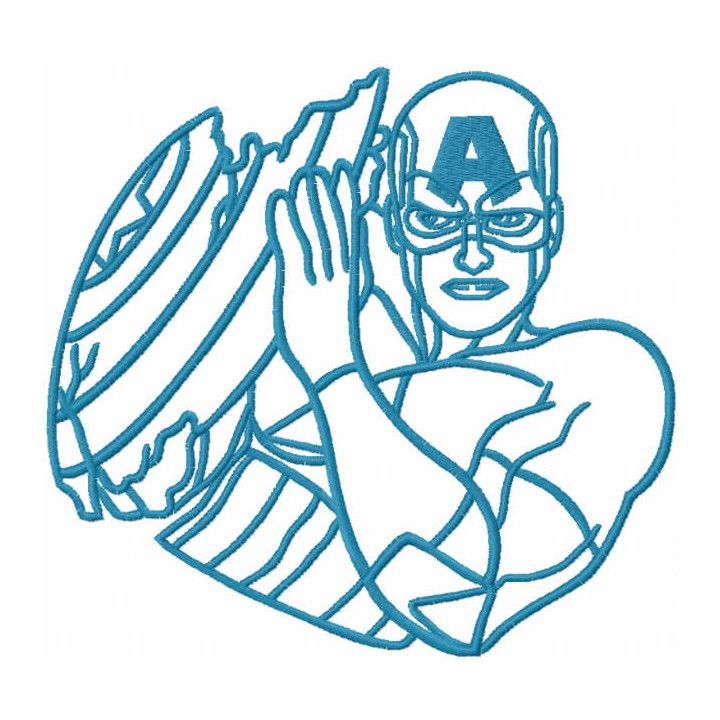 Captain America with broken shield one colored embroidery design - Embroidery Design