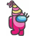 Birthday Among Us Embroidery Design - Party Crewmate Fun