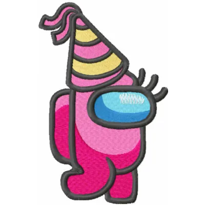 Birthday Among Us Embroidery Design - Party Crewmate Fun