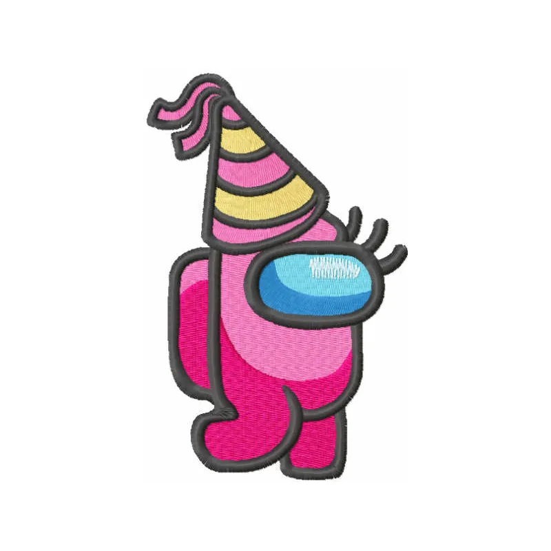 Birthday Among Us Embroidery Design - Party Crewmate Fun