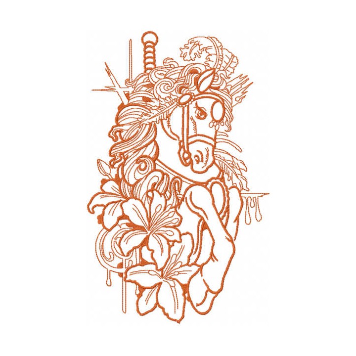 Red circus horse embroidery design - Embroidery Design