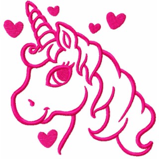 Pink unicorn one colored embroidery design - Embroidery Design