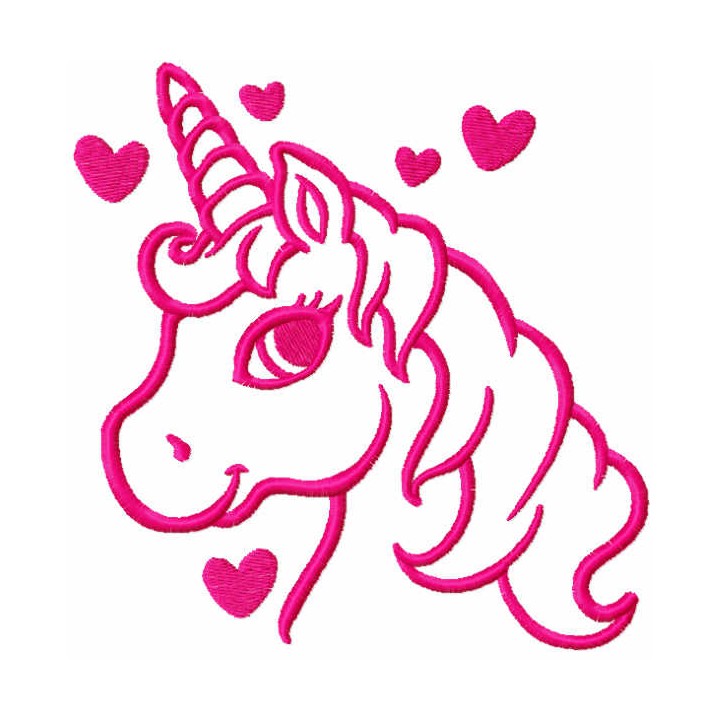 Pink unicorn one colored embroidery design - Embroidery Design