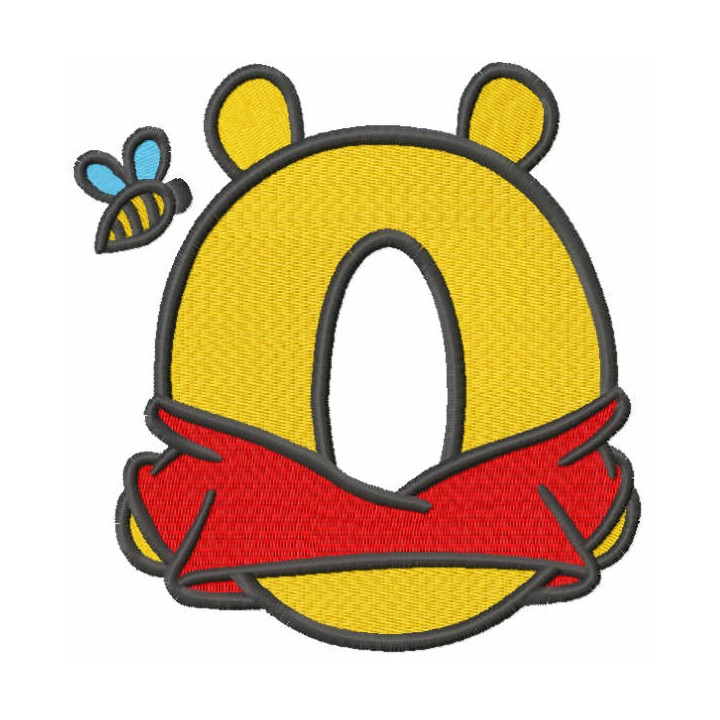 Pooh one letter embroidery design - Embroidery Design