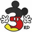 Mickey number three embroidery design - Embroidery Design