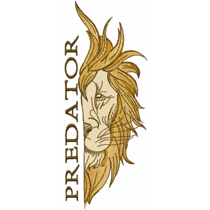 Predator lion embroidery design - Embroidery Design