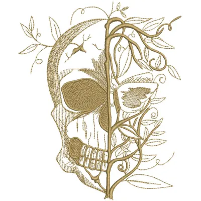 Skull Spring Stitching Pattern | Gothic Embroidery