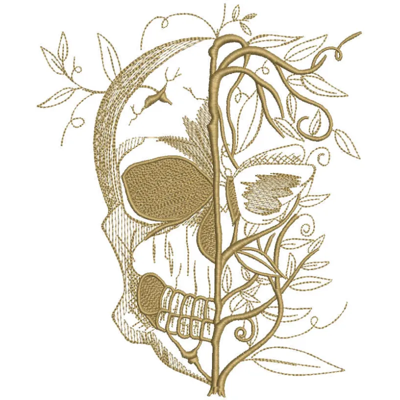 Skull Spring Stitching Pattern | Gothic Embroidery