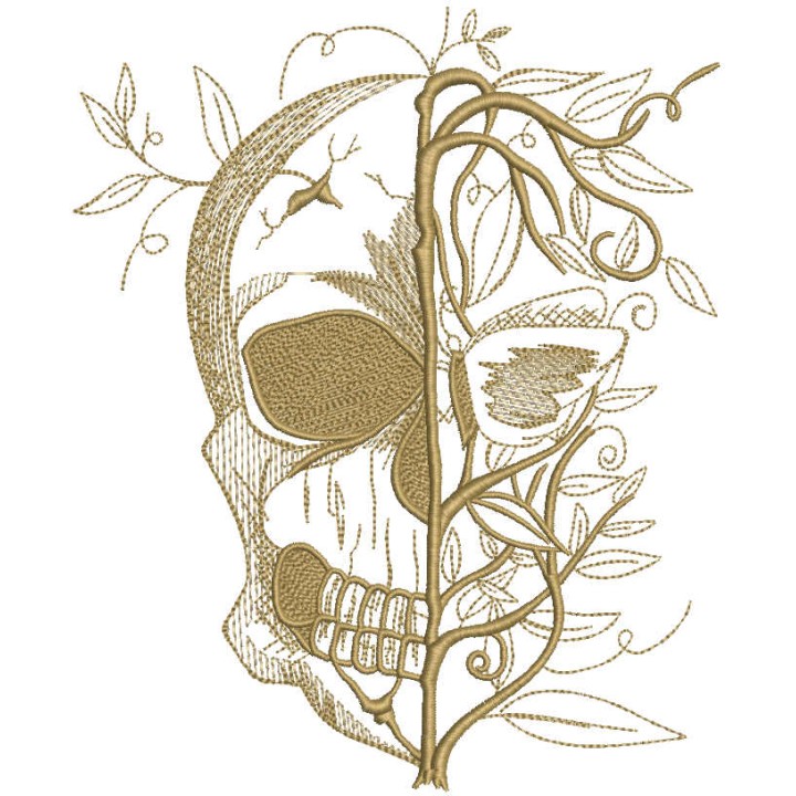 Skull spring embroidery design - Embroidery Design