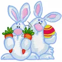 Adorable Bunny Pair with Easter Gifts Stitching Pattern