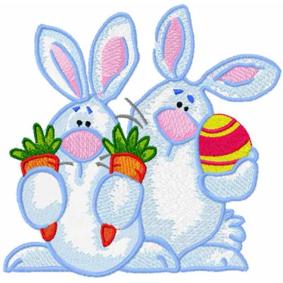 Adorable Bunny Pair with Easter Gifts Stitching Pattern