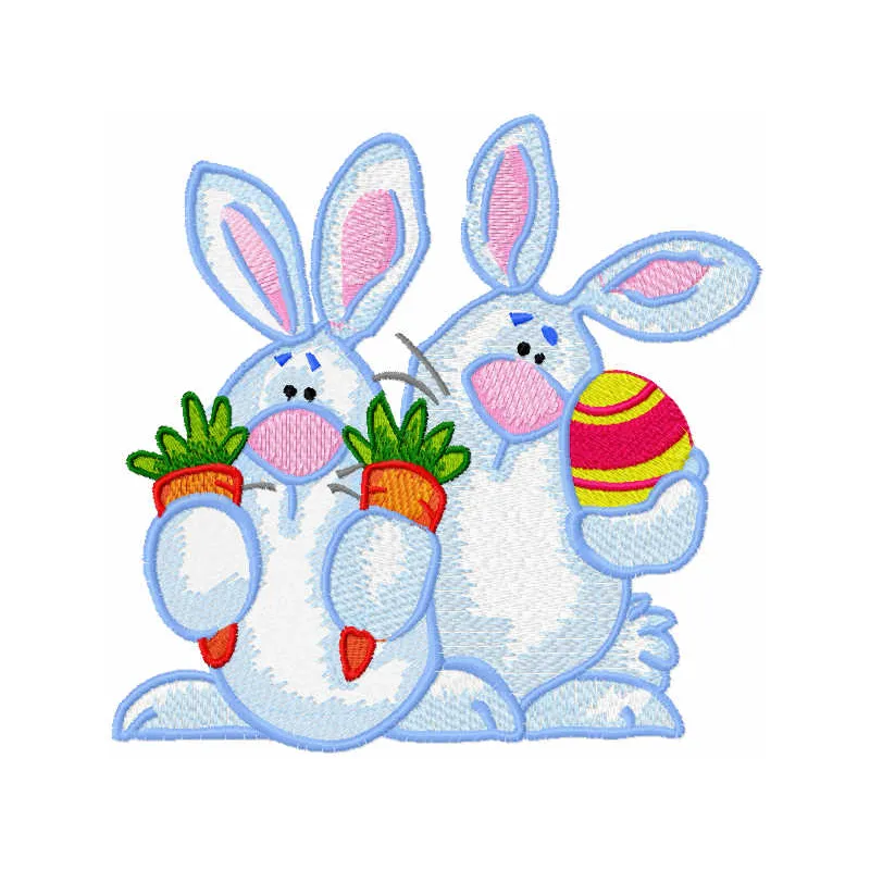 Adorable Bunny Pair with Easter Gifts Stitching Pattern