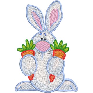 Bunny with two carrots embroidery design - Embroidery Design