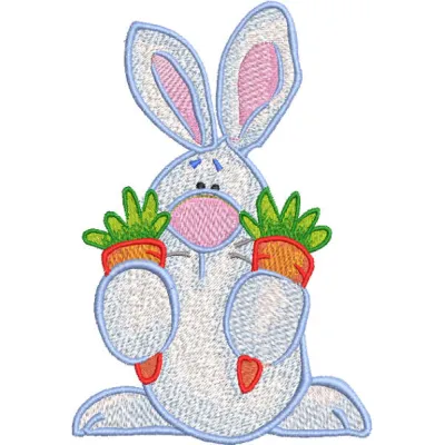Bunny with Carrots Stitching Pattern for Spring Crafts