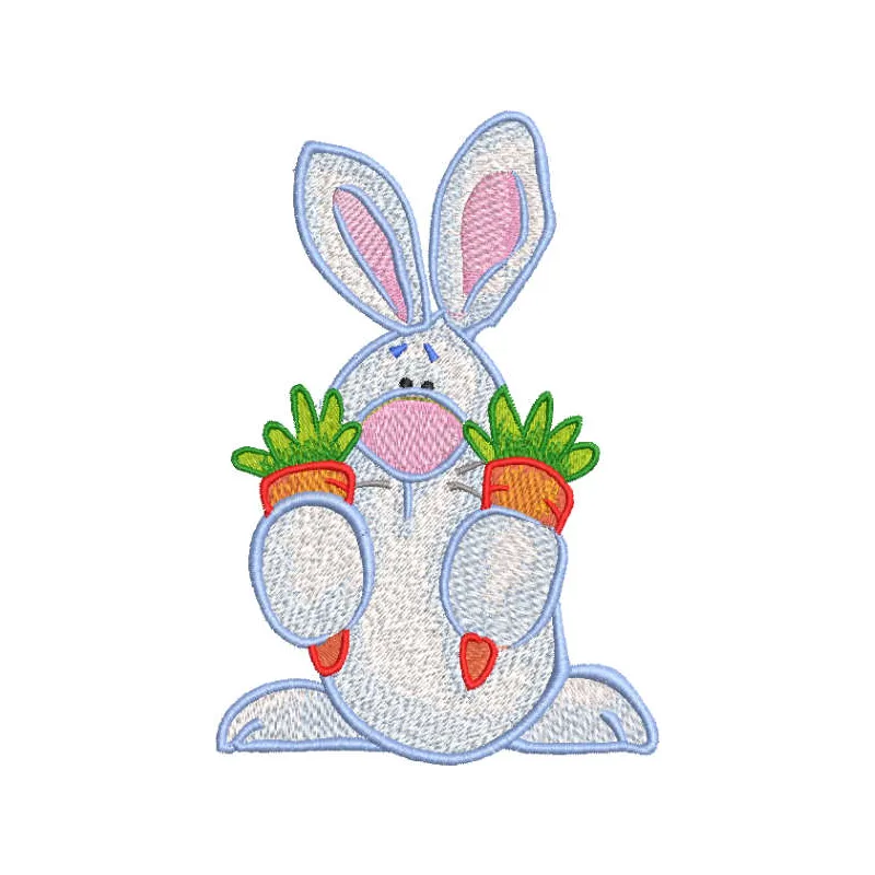 Bunny with Carrots Stitching Pattern for Spring Crafts