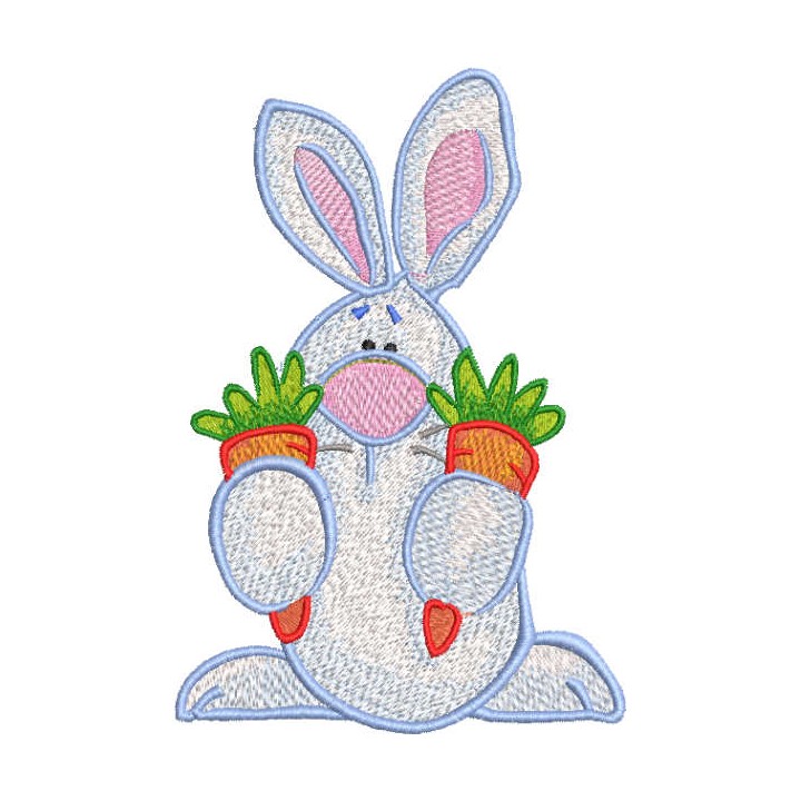 Bunny with two carrots embroidery design - Embroidery Design