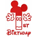 Mickey First Birthday Number Stitching Pattern