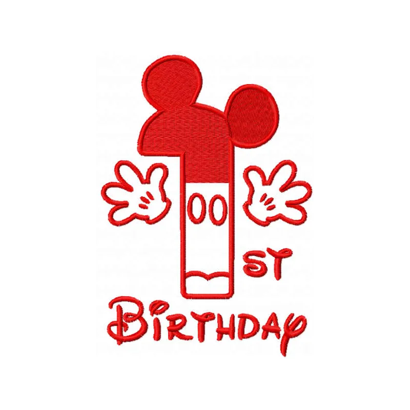 Mickey First Birthday Number Stitching Pattern