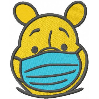 Winnie in mask embroidery design - Embroidery Design