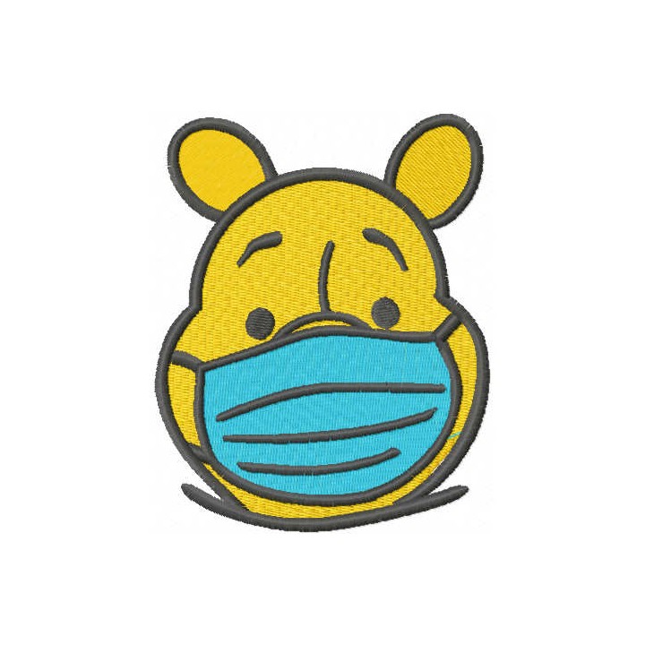 Winnie in mask embroidery design - Embroidery Design