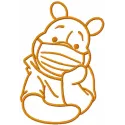 Pooh in Mask One Color Stitching Pattern