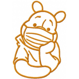 Pooh in mask one colored embroidery design - Embroidery Design