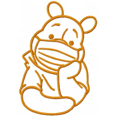 Pooh in Mask One Color Stitching Pattern