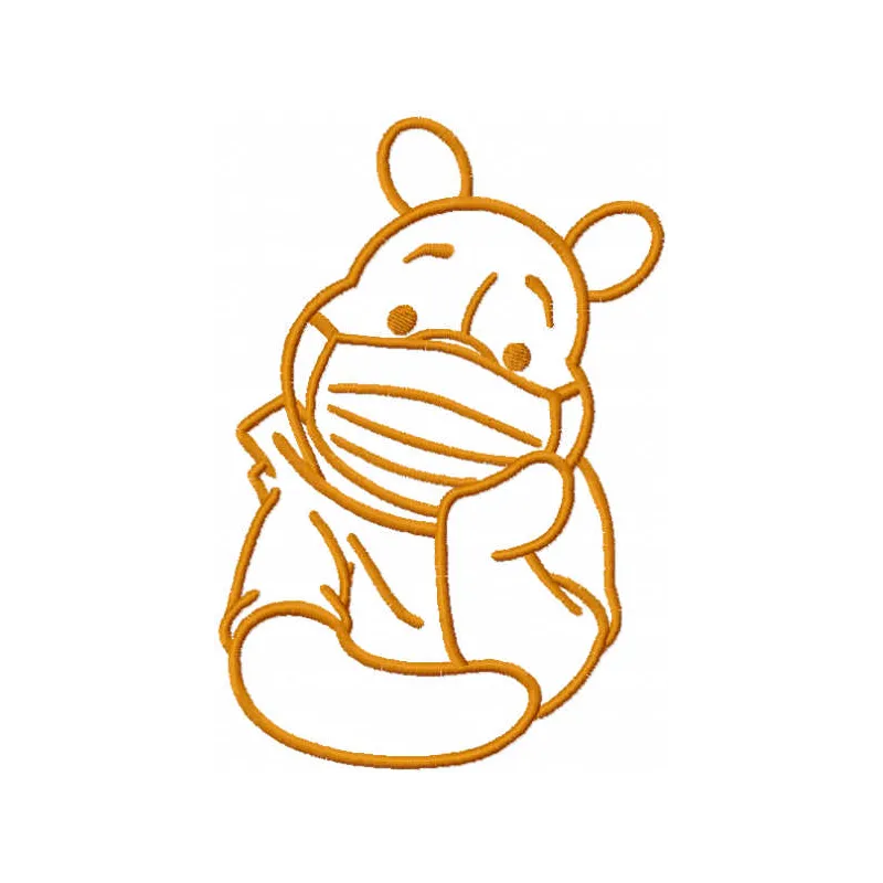 Pooh in Mask One Color Stitching Pattern