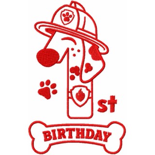 Marshall first birthday embroidery design - Embroidery Design