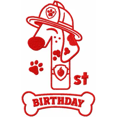 Marshall First Birthday Stitching Pattern | Paw Patrol
