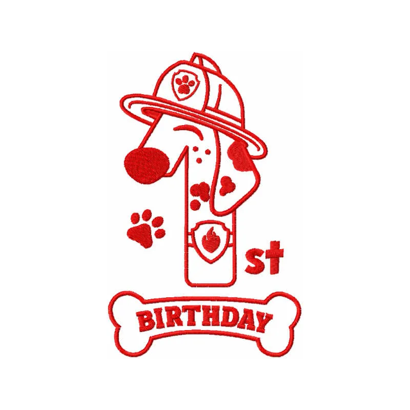 Marshall First Birthday Stitching Pattern | Paw Patrol