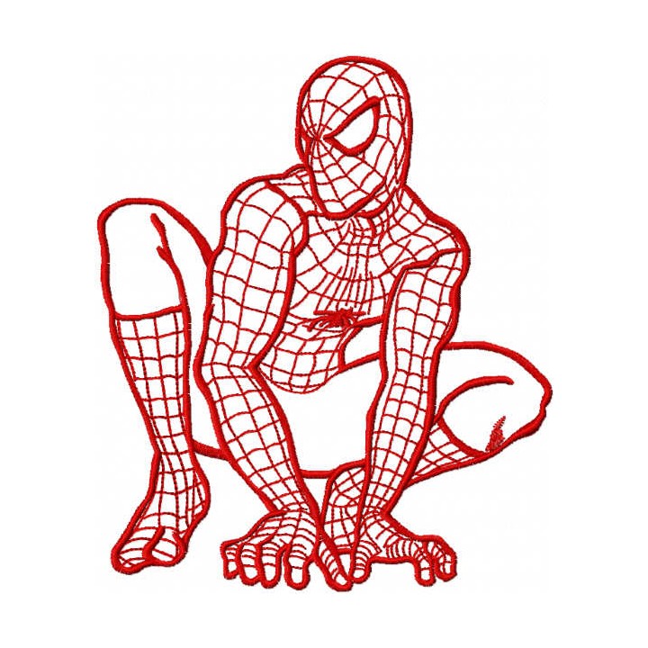 Spiderman ready to attack one colored embroidery design - Embroidery Design