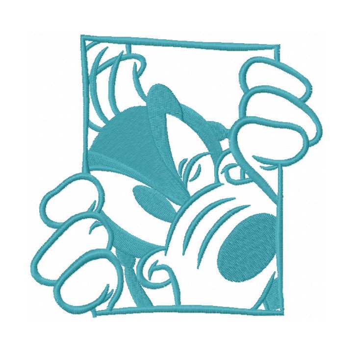 Goofy in the window one colored embroidery design - Embroidery Design