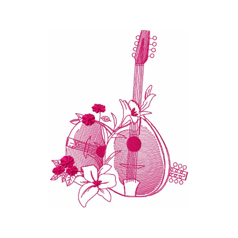 Mandolin & Lily Stitching Pattern - Oriental Design