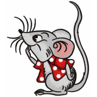 Mouse with polka dot jacket embroidery design - Embroidery Design