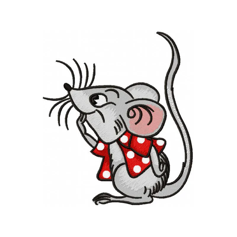 Cute Mouse Stitching Pattern with Polka Dot Jacket