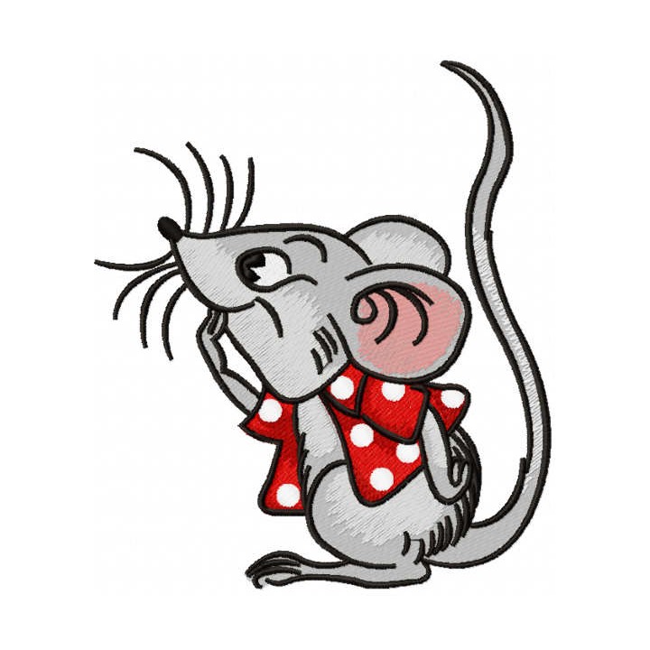 Mouse with polka dot jacket embroidery design - Embroidery Design