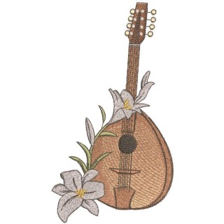 Mandolina and lilies embroidery design - Embroidery Design