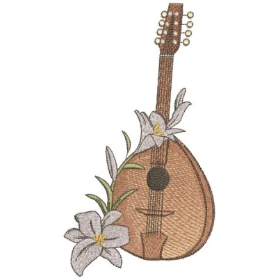 Mandolina & Lilies Stitching Pattern | Oriental Design