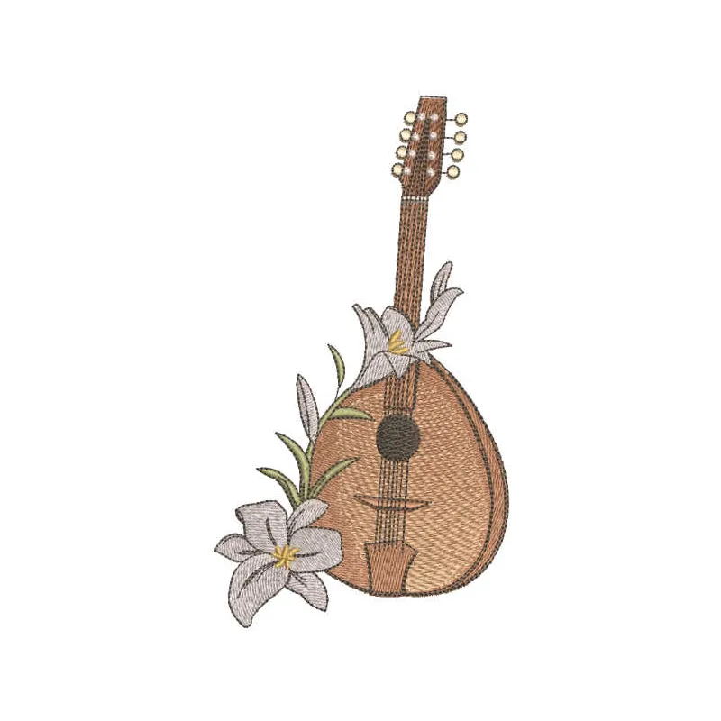 Mandolina & Lilies Stitching Pattern | Oriental Design