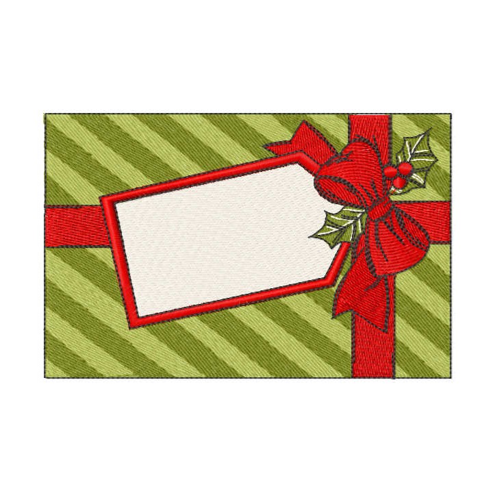Christmas box with label embroidery design - Embroidery Design