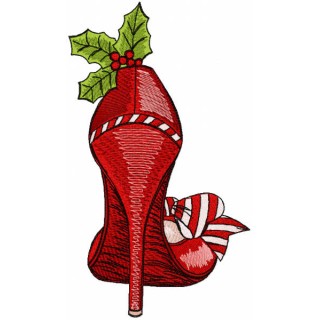 Christmas high heel embroidery design - Embroidery Design