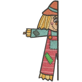 Garden scarecrow outside the door embroidery design - Embroidery Design